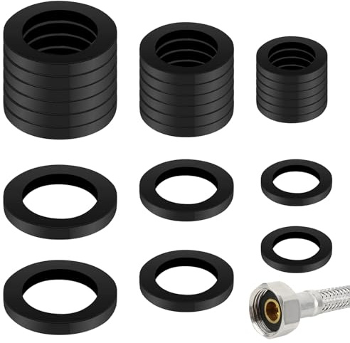 24pcs Plastic Rubber Hose Washers 3 size Flat O-ring Gasket for Connecting