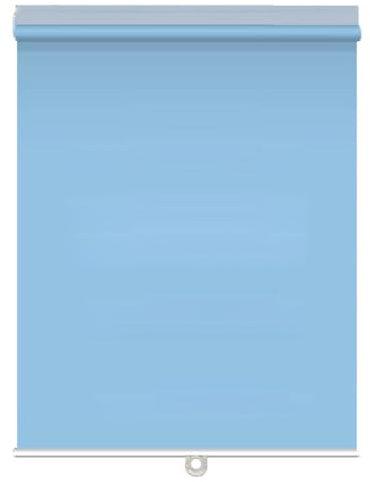 Cordless Blackout Roller Shades Thermal Insulated Waterproof Polyester, No Drill Spring-Loaded Blinds with Free-Stop, Self-Adhesive Lightweight Shades for Bedroom Office RV Sliding Doors(Blue,50W x 15