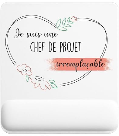 Planetee Tapis de Souris Chef de Projet irremplaçable | Accessoire Bureau Ergonomique - Idéal pour Anniversaire, Collègue, Secret Santa Noël, Fête des Pères et Fête des Mères