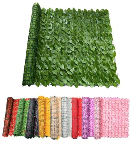 Generico Siepe Finta Artificiale Ornamentale Rotolo Frangivistas 50cm 100cm 200cm 300cm Siepe Finta per Balcone E Recinzione Esterna, Include 100 Fascetti Verdi(Verde Scuro,50x50cm/1.6x1.6ft)