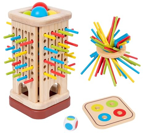 Holzbrettspiel-Set | Buntes Brettspiel Mit Holzstäben,Interaktives Spiel Zur Förderung Von Geduld, Logischem Denken Und Farbverständnis