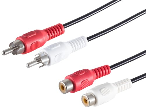 1aTTack.de 1 x 10 m – RCA-förlängningskabel 2 RCA-kontakt till 2 RCA-koppling stereo ljud anslutningskabel gjuten kontakt förnicklade kontakter HiFi TV