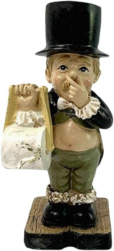 Toilet Butler Roll Holder, Funny Gentleman Tissue Holder Sculpture, Resin Boy Holding Nose Tissue Roll Hanger for Shelf Table Desk Decor(Medium)