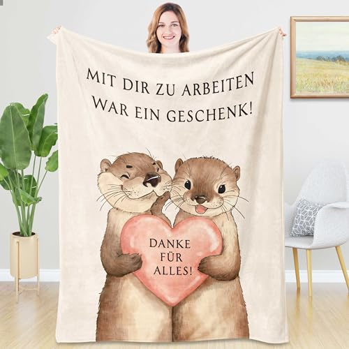 Rebundex Otter Kuscheldecke Abschiedsgeschenk Kollegen Jobwechsel Decke | Renteneintritt Geschenk Frau Abschied Kollegin Ruhestand Geschenk Lieblingskollegin Danke Geburtstag Weihnachten 1.3x1.5m