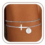SLOONG Einschulung Geschenk - Armband mit Buchstaben für Frauen Mädchen | Vergoldet/Versilbert Kreuz Armband Hypoallergen Herz Armbänder Geburtstagsgeschenk Geschenke für Frauen Mädchen Kinder