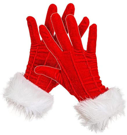 Palaufr Rote Weihnachtshandschuhe - Rote Weihnachtsvelvet Cosplay - Damen Handschuhe für Weihnachtsmann Kostüm - Für Party Festival Neujahr Event Karneval Performance Für Mädchen Erwachsene Teenager