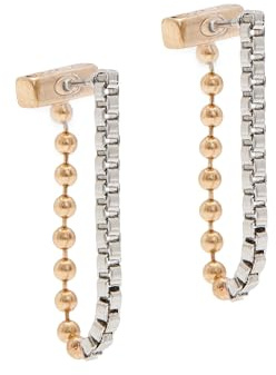 AllSaints orecchini Mixed Chain, gioielli pendenti bicolore fronte-retro, accessori moda moderni, chiusura a perno, in ottone