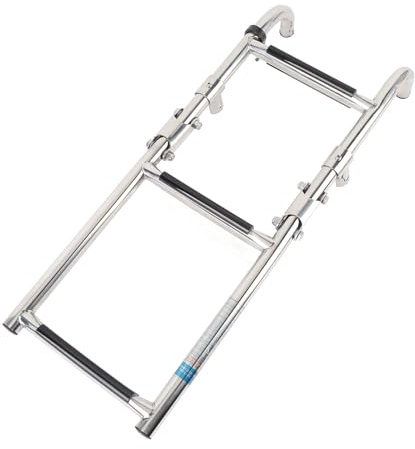 Fabater Échelle de Bateau Télescopique Pliante à 3 Marches avec Repose-Pieds Antidérapants – Échelle de Pont de Bain Facile à Installer pour Petits Bateaux – Acier Inoxydable Résistant à la Rouille