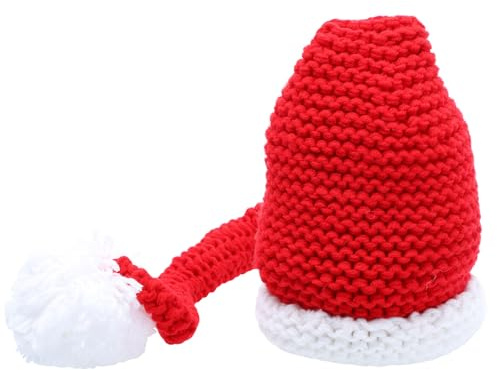 WESIEVYA Weihnachtsmannmütze mit Langem Zipfel für Babys Weiche Strickmütze mit Pompon Festliche Babymütze für Fotoshootings und Winterfeiern
