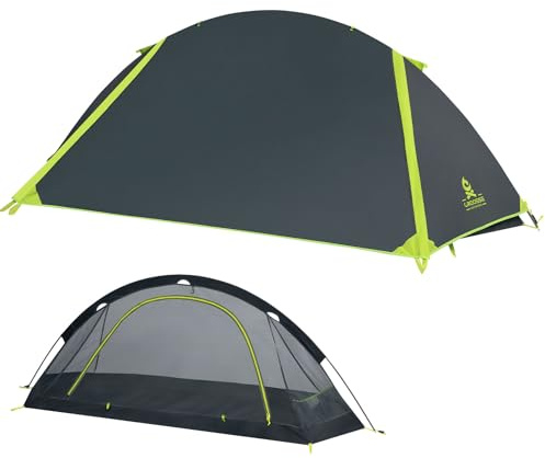 Tente de Camping pour 1 Personne, Ultra Légère Tente pour Randonnée | Aluminium, Montage Facile, PU 2500 mm, Imperméable, Résistante au Vent, Tente 1 Place pour 3 Saisons avec Sac de Transport