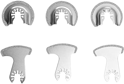 6PCS Diamond Carbide Oscillating Blades Set, Multitool Saw Blades for Woodworking and Masonry, Compatible with Fein, for Cutting Tile Concrete Grout