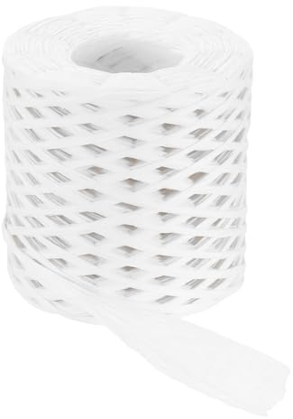 QUARKZMAN Cinta De Rafia Blanca, 219 Yardas Cuerda De Papel De Rafia Natural 4mm De Ancho Cordel De Papel Para Envoltura De Regalos Manualidades DIY Tejer Crochet Decoración De Fiestas