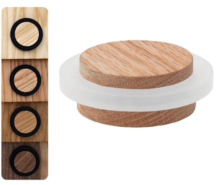 EVI Herrajes | Türstopper Boden Holz | Roteichenholz mit weißem Gummi | Ø47x22mm | Klebstoffmontage | Mod.20345X19 | Ø47x22mm | Klebstoffmontage | Mod.20345X19