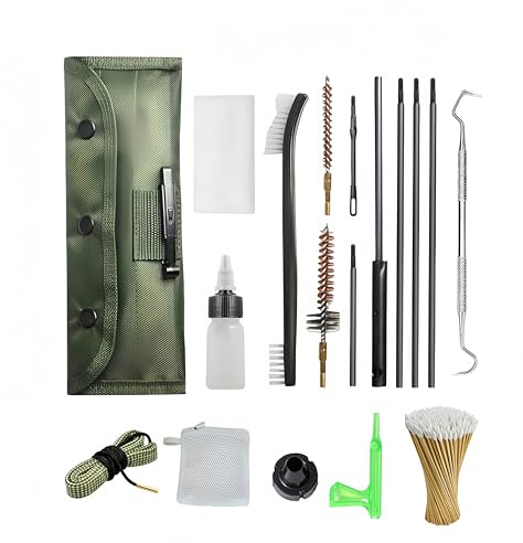 Kit di spazzole per la Pulizia delle Armi, specifico per Calibro .308/7,62 mm, con Due metodi di Pulizia: Bacchette per la Pulizia in Spinta e Serpente per la Pulizia in trazione