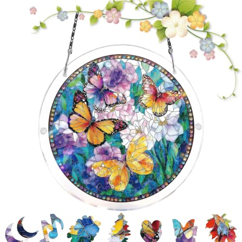 XQMMGO Hummingbird Acrylic Suncatcher Window Hanging, 7.4 DIY Jigsaw Puzzle Craft Kit for Adults, Shatterproof Stained Glass Effect Rainbow Maker Light Catcher Women Mum (A)