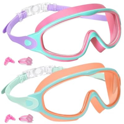 Générique Junior simmask anti-dimma glasögon med näsklämma | Simglasögon med brett UV-skydd för flickor, ungdomar, spädbarn, pool, strand, dykning,
