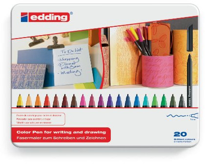 edding 4-1200-20 Fasermaler 1200 Color Pen, 1-3 mm, 20-er Set, sortiert (Fasermaler | Metalletui, 20-er Set | normal)