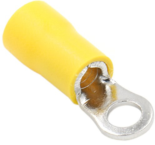 Heschen Lot de 100 connecteurs à sertir en vinyle isolé pour fil électrique RV5.5–4S Taille de goujon #8 pour 4–6 mm² (12–10 AWG) Jaune