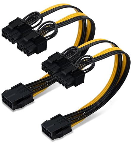 COMeap (CPU a GPU) CPU 8 pines hembra a doble PCIe 2X 8 pines (6 + 2) cable divisor adaptador de corriente macho para tarjeta gráfica BTC Miner 9 pulgadas (23 cm) (paquete de 2)
