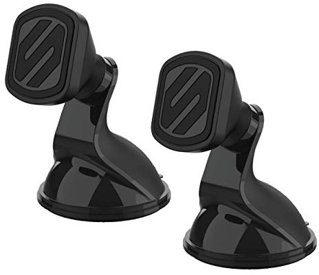 Scosche MMWSM-2PKXCES0 MagicMount Select Magnetic Phone, GPS, or Tablet Suction Cup Car Cell Phone Holder, 360 Degree Adjustable Head, StickGrip Suction Cup Phone Car Mount, Black (Pack of 2)