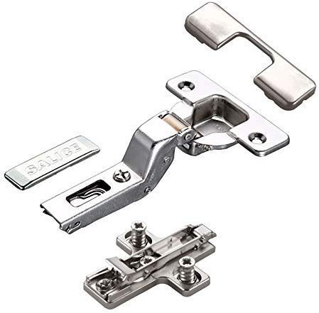 2 x Salice Topfband 110° Serie 200 Bohrbild T52 Innenanschlag inkl. Kreuz-Montageplatte Höhe 6 mm mit vormontierten Euroschrauben, Exzenterverstellung und Abdeckkappenset Topfscharnier von SO-TECH®