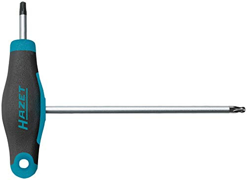 HAZET Schraubendreher, mit T-Griff 829KKT-T9, Innen TORX Profil, SW T9 | Abtrieb Innen TORX Profil, Chrom-Vanadium, verchromt, Spitze brüniert, TORX 2.5 mm, Länge l1 80 mm, Länge l2 98 mm, 14 g