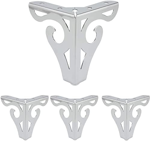Shiwaki 4pcs 4-Inch Furniture Legs, Modern Style Furniture Metal Sofa Legs Triangle Feet for Table Cabinet Cupboard Couch Chair(Polished Chrome)