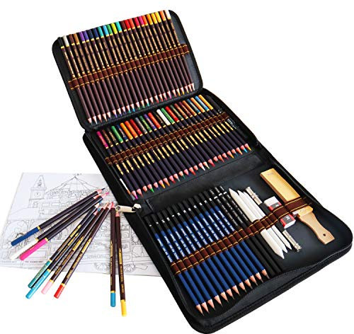 QUER Buntstifte Bleistift Set, 72-teiliges Kunstset enthalten Aquarell Buntstifte, Skizzenstifte, Ideales für Erwachsene Zeichnen, Skizzieren, Schattieren, Färben