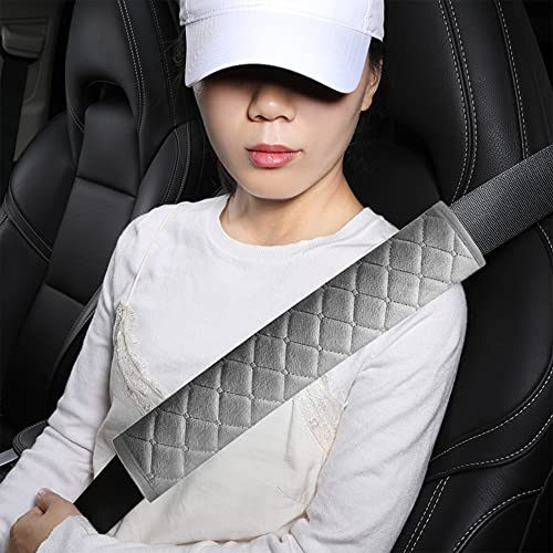 Extra Long Seatbelt Covers for Adults Kids Women & Men, Super Soft Car Seat Belt Strap Cushion for Sedan SUV Trucks, Shoulder Neck Chest Protector Pad, Auto Interior Accessories, 2pcs, Grey, 27cm