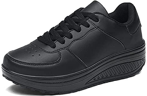 Donne Sneaker Dimagrante Scarpe Passeggio & Scarpe Ginnastica Fitness Cunei Piattaforma Scarpe da Camminata 42 EU,Pieno Nero