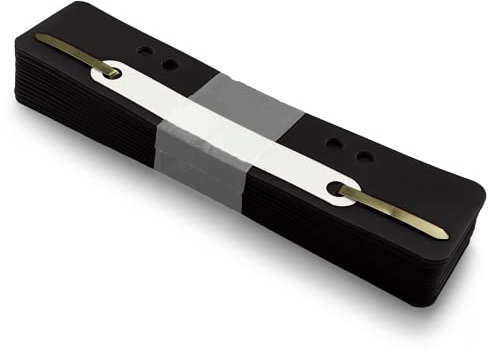 Netuno 25 Stück Heftstreifen Kunststoff Metallzunge Universallochung 60/80 3.4x15cm Format A4 Ordner Büro Schule Ablage Organisation Dokumente stabil praktisch HomeOffice schwarz