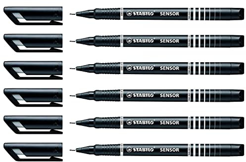 STABILO Fineliner Sensor, Fineliner mit schwarzer Spitze, 6 Stück