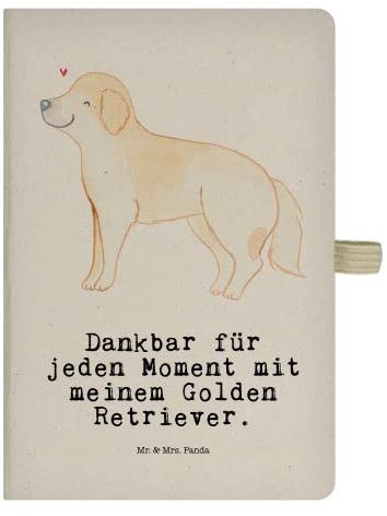 Mr. & Mrs. Panda DIN A5 Baumwoll Notizbuch Golden Retriever Moment - Geschenk, Hundebesitzer, Notizen, Notizheft, Schreibbuch, Goldie Hund,