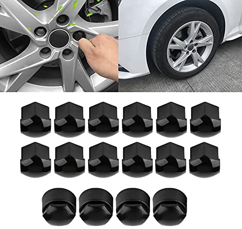 AYNEFY Radschraubenkappen 17mm 20 Stücke Radmutter Felgenabdeckung Autohub Schraube Schutz Anti Diebstahl Radkappen 17mm Radschrauben Radmuttern Radbolzen Kappen für Autos Schwarz
