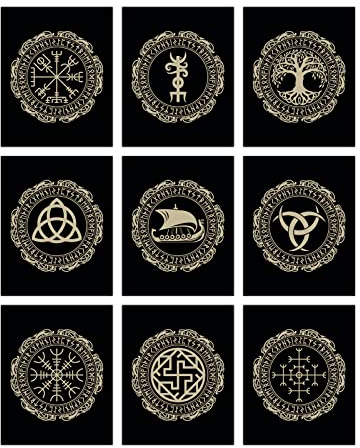 SUPERDANT Póster de vikingos sin marco, diseño de barco vikingo nórdico, arte de mitología nórdica, póster de lienzo nórdico pagano para pared, pintura artística para sala de estar, decoración del