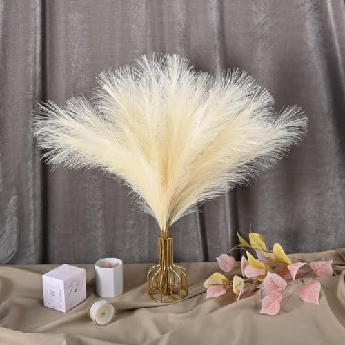 30 Piezas de Hierba de la Pampa Amarilla pálida, Hierba de la Pampa Seca, pequeña Hierba de Las Pampas, decoración de Flores secas, Hierba Artificial, decoración Boho para Boda, hogar, Sala de Estar