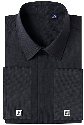 Alimens & Gentle Herren French Cuff Shirt Tuxedo Hemd mit Button-Down-Kragen (2er Pack)