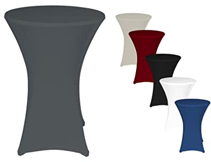 TexDeko® Stretch Stehtischhusse für Bistrotisch Ø 70-75 cm Anthrazit | Öko-Tex Siegel strapazierfähig verstärkte Fußtaschen bügelfrei waschbar