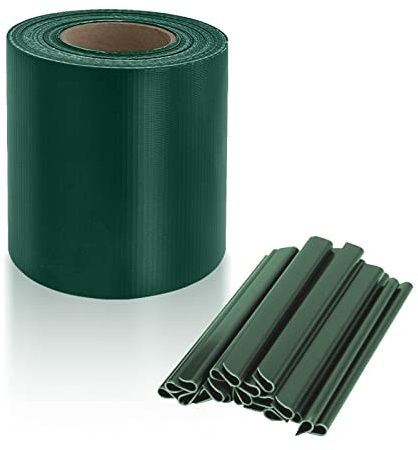 SWANEW Sichtschutzstreifen Doppelstabmatten Zaun Gartenzaun Sichtschutz, 70 m x 19 cm inkl.60 Befestigungsclips, PVC Sichtschutzfolie für Doppelstabmattenzaun, Grün