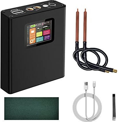 Multi-Protection Spots Schweißgerät Lithium-Batterie-Schweißgerät Eingebautes Schweißamperemeter mit Ladepal-Funktion DIY-Komplettset für 0,25 mm vernickelte Bleche und 0,15 mm reine Nickelbleche