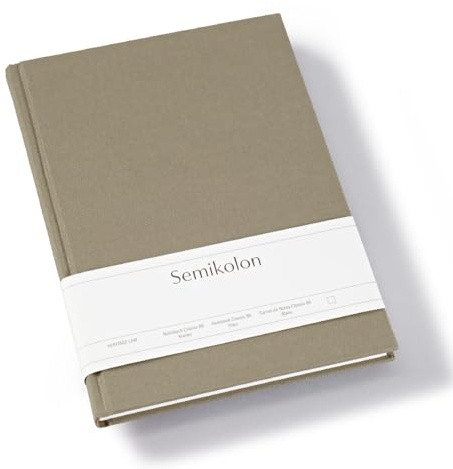Semikolon 370054 Notizbuch Classic B5 blanko - 176 Seiten, cremeweißes Papier - Lesezeichen - fango beige