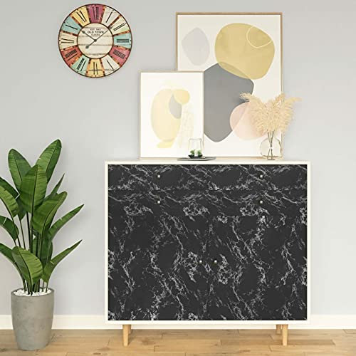 CIADAZ Selbstklebende Möbelfolie Schwarz Steinoptik 500x90 cm PVC, Klebefolie Möbel, Folie Für Möbel, Selbstklebende Folie, Klebefolie Küche, Folie Küchenschränke, Schrankfolie