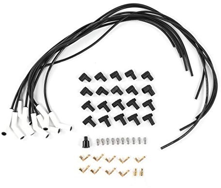180° Spark Plug Wires, 8mm Lead Wire Spark Plug, Spark Plug Wire Set with Stainless Steel Terminal 9002C Universal