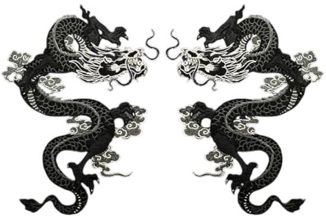 Locomo Großer chinesischer Drache Aufnäher Paar Rückenaufnäher Stickerei Big Notion Applikation Motiv für Jacke Kleid Kleid Hose Biker Reiter Dekoration