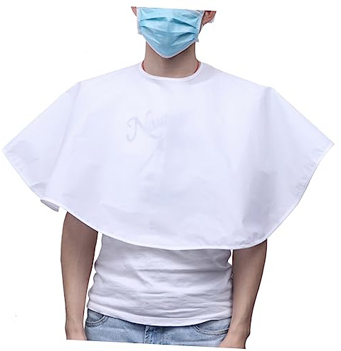 POPETPOP Cape Imperméable De Coiffure Blanche En Tissu Wai 35X27 Pouces Léger Unisexe Protection Vêtements Pour Coupe Cheveux Coloration Usage Salon Et Maison