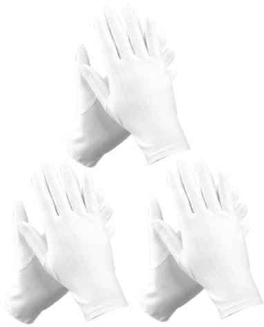 IWOWHERO Elastische Schmuckhandschuhe mit Hoher Arbeitseffizienz Weiße aus Gewebe 3 Paar Dehnbare Etikette Handschuhe für Inspektion und Materialhandling