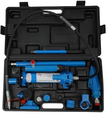 Pressa idraulica, cilindro idraulico, set da officina 4T, cric idraulico con pompa idraulica, robusta e durevole, per l'uso in officine private, officine automobilistiche, ecc. (blu)