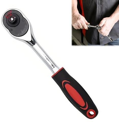 TMRBBesty Chiave a Cricchetto 1/4 (24 denti), 15 cm, Acciaio Cromato, Cricchetto Fisso, Chiave a Bussola, Per Riparazioni Auto e Casa