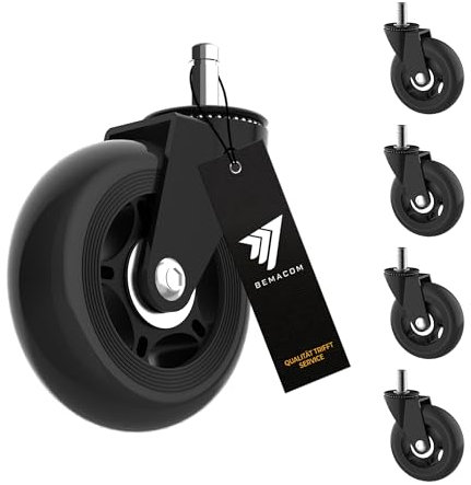 5x Bürostuhl Rollen für Bürostühle Schreibtischstuhl Ersatzrollen für Drehstuhl Stuhlrollen Bürostuhlrollen passende Rolle für Teppich- und Parkettböden - Hartbodenrolle geeigent - 11mm Stuhlrollen