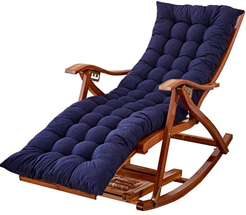 Sedia a dondolo in bambù con cuscino per esterni, giardino, patio, grande sedia reclinabile per prato, balcone, cortile, comoda sedia da salotto